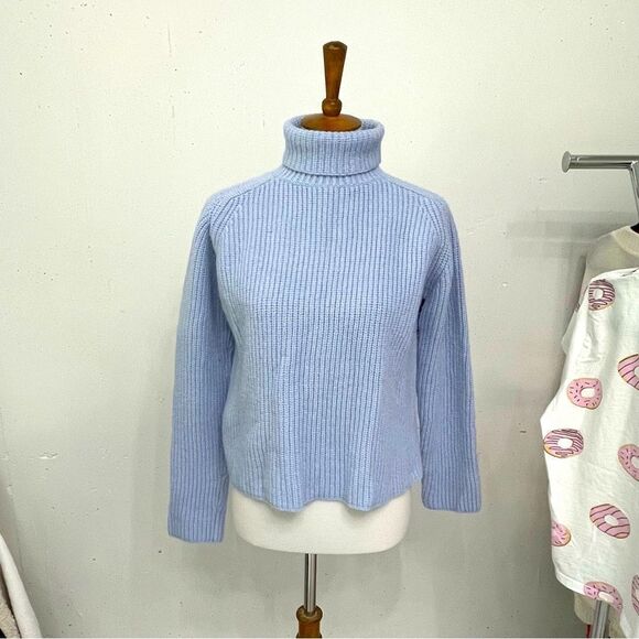 Powder Blue turtleneck sweater 5/8 sleeve small medium - Picture 1 of 6